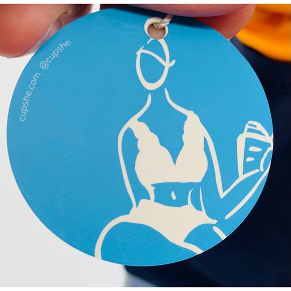 Cupshe Swimsuit One Piece Women Medium Color Block Yellow White Blue V Neck Chic - Picture 7 of 13